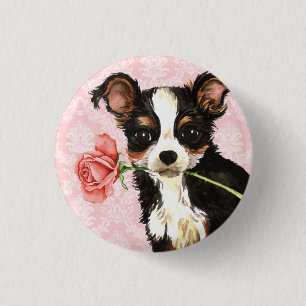 Macaron Rond 2,50 Cm Saint-Valentin Rose long manteau Chihuahua