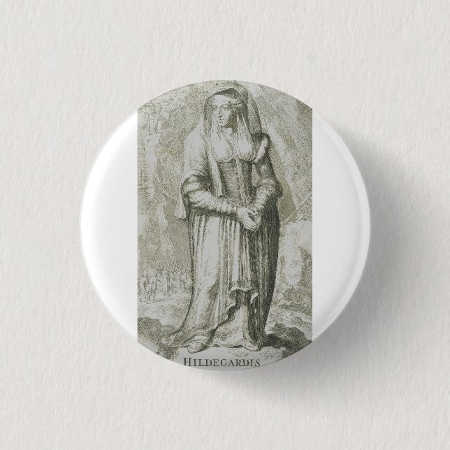 Macaron Rond 2,50 Cm Sainte Hildegarde de Bingen Art Mystique Médiéval (Devant)