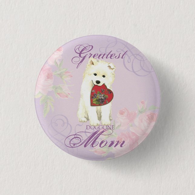 Macaron Rond 2,50 Cm Samoyed Heart Maman (Devant)