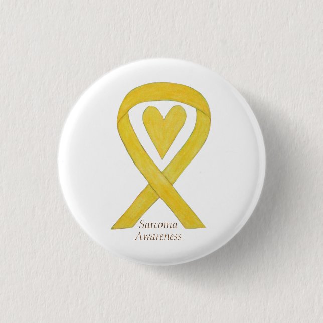 Macaron Rond 2,50 Cm Sarcoma Yellow Heart Awareness Ruban Personnalisé  (Devant)
