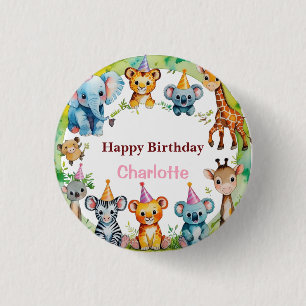 Macaron Rond 2,50 Cm Sauvage Tropical Une Jungle Safari Animaux Anniver