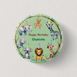 Macaron Rond 2,50 Cm Sauvage Tropical Une Jungle Safari Animaux Anniver