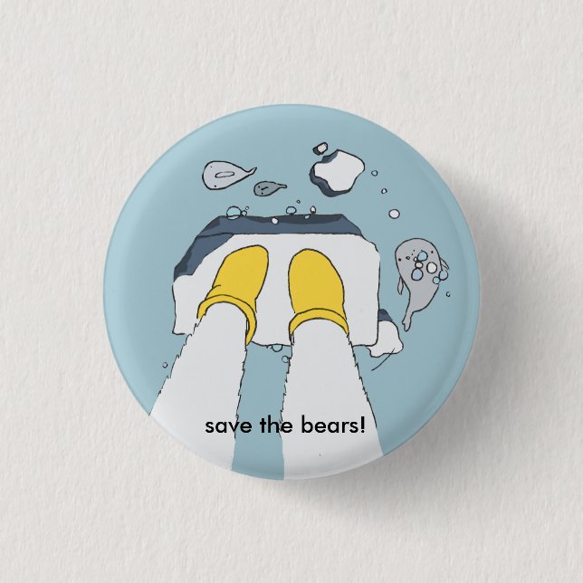 Macaron Rond 2,50 Cm "Sauvez les ours !" bouton (Devant)