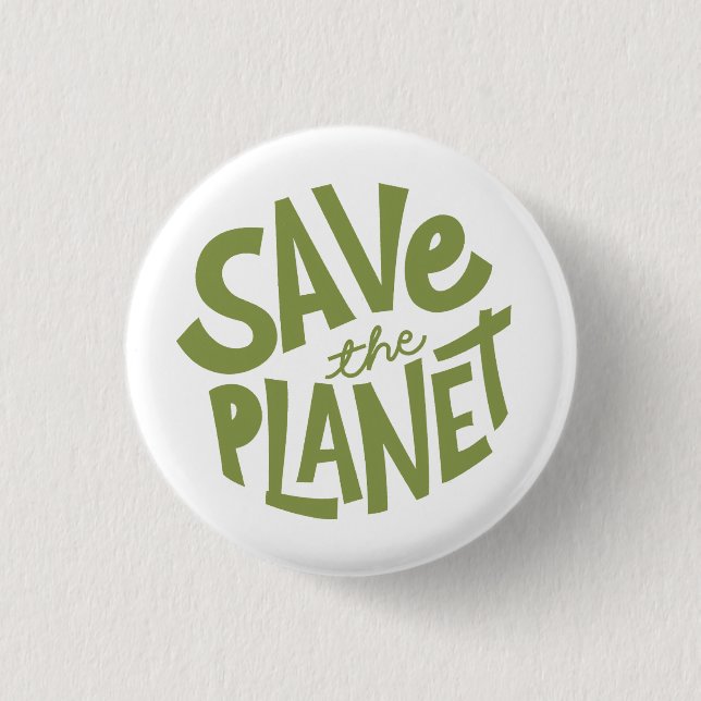 Macaron Rond 2,50 Cm Save the Planet Design – Eco Friendly Earth  (Devant)