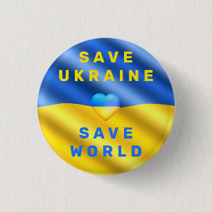 Macaron Rond 2,50 Cm Save Ukraine - Save World - Paix - Liberté 