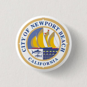 Macaron Rond 2,50 Cm Sceau de la ville de Newport Beach, Californie