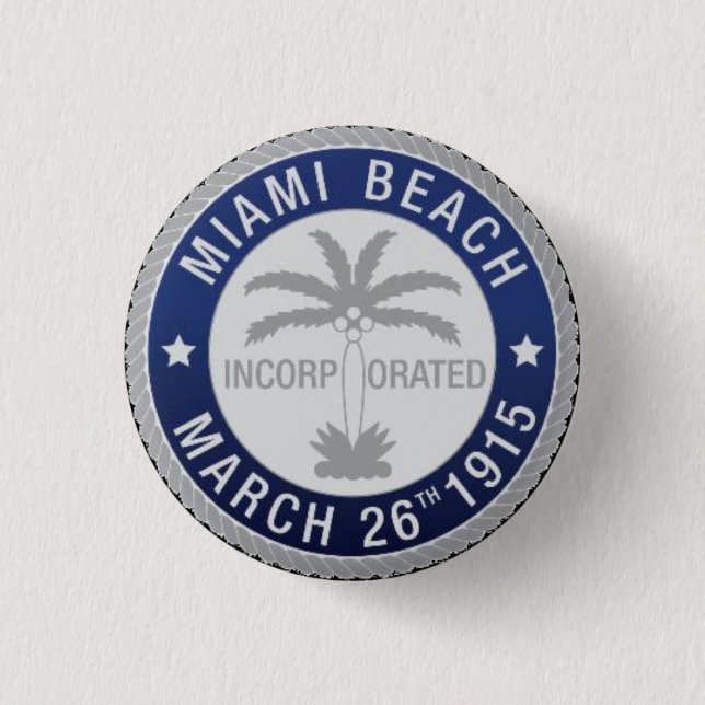 Macaron Rond 2,50 Cm Sceau de Miami Beach, Floride (Devant)