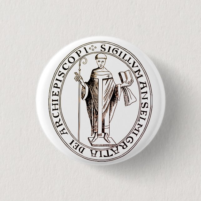 Macaron Rond 2,50 Cm Sceau de Saint Anselm de Canterbury (Devant)