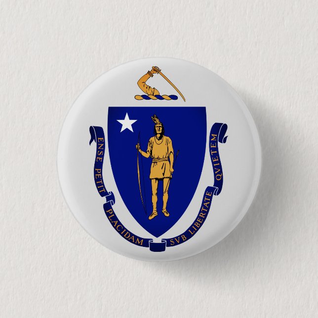 Macaron Rond 2,50 Cm Sceau d'État du Massachusetts (Devant)