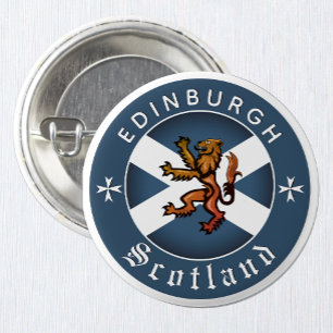 Macaron Rond 2,50 Cm Scotland Button, Rampant, Edimbourg, Drapeau écoss