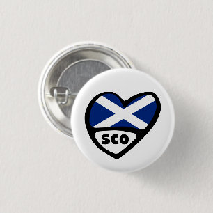 Macaron Rond 2,50 Cm Scotland Country Code Flag Heart Pin Badge, SCO