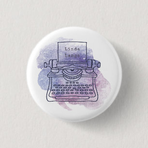 Macaron Rond 2,50 Cm Script de l'auteur de l'écriture Vintage machine à