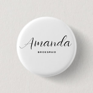 Macaron Rond 2,50 Cm Script minimaliste moderne Bachelorette Bridesmaid