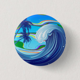 Macaron Rond 2,50 Cm Sea Ocean big Wave Water Double-Sided keychain