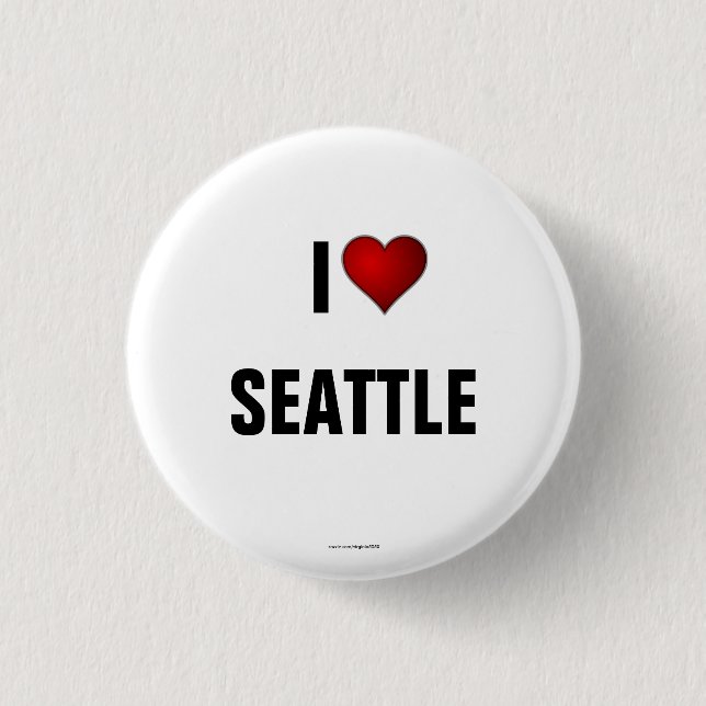 Macaron Rond 2,50 Cm Seattle : J'aime Seattle bouton pinback (Devant)