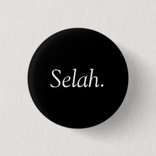 Macaron Rond 2,50 Cm Selah mot hébreu en psaumes noir et blanc