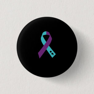 Macaron Rond 2,50 Cm Semicolon de ruban violet turquoise Prévention du 