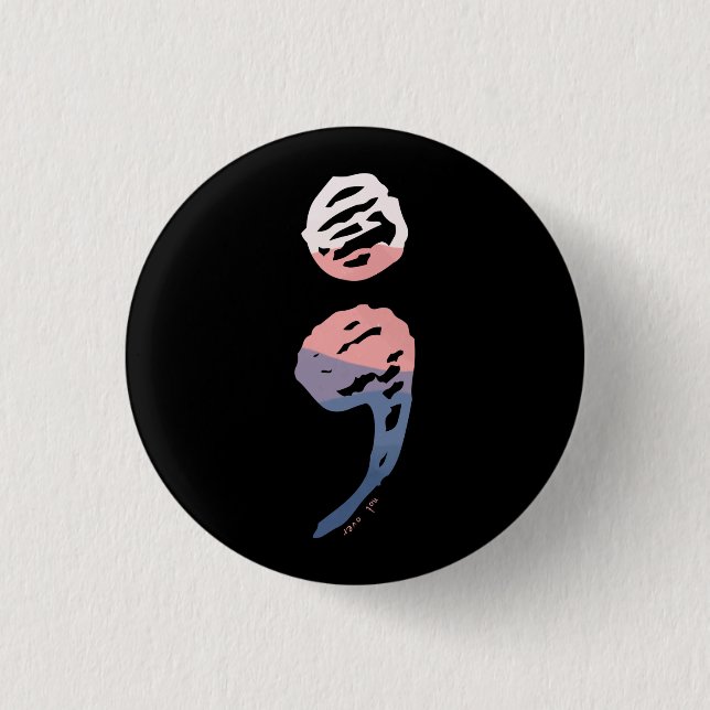 Macaron Rond 2,50 Cm Semicolon - Questions de santé mentale (Devant)
