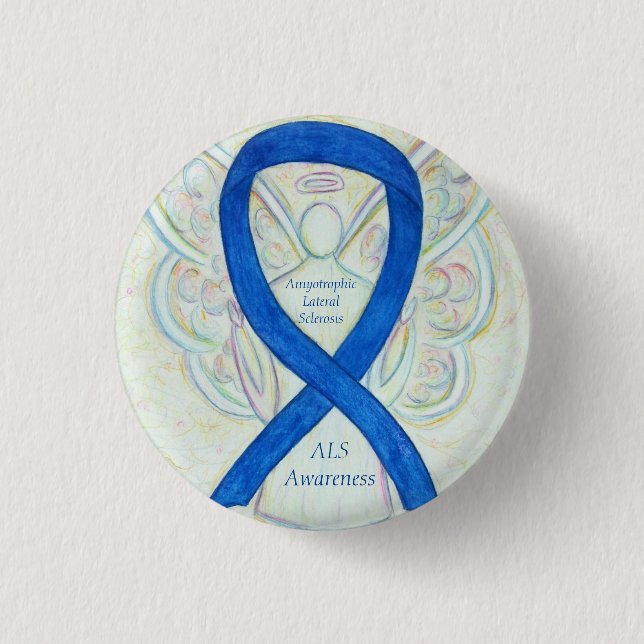 Macaron Rond 2,50 Cm Sensibilisation à la sclérose latérale amyotrophiq (Devant)