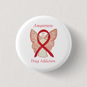 Macaron Rond 2,50 Cm Sensibilisation à la toxicomanie Ruban Angle Étiqu