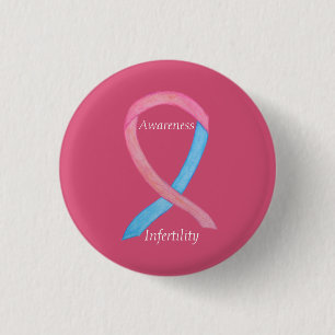Macaron Rond 2,50 Cm Sensibilisation à l'infertilité Pin rose et bleu r