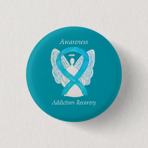 Macaron Rond 2,50 Cm Sensibilisation au rétablissement Ruban Angel Pin