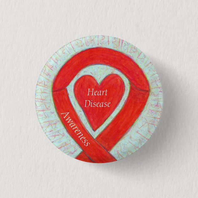 Macaron Rond 2,50 Cm Sensibilisation aux maladies cardiaques Épingle à  (Devant)