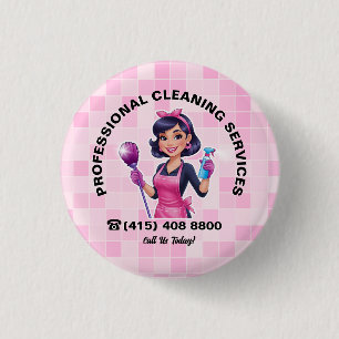 Macaron Rond 2,50 Cm Service de nettoyage Pink Maid