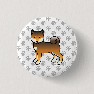 Macaron Rond 2,50 Cm Sesame rouge Shiba Inu Cute Dessin Dog & Patrouill
