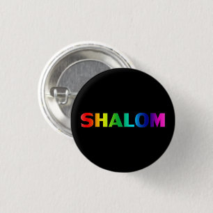 Macaron Rond 2,50 Cm Shalom, Paix, Fierté Lgbt Lgbtq Gay Arc-en-ciel no