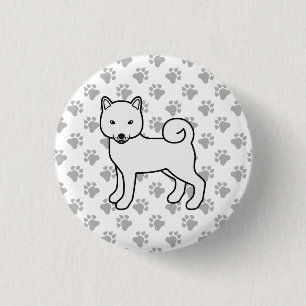 Macaron Rond 2,50 Cm Shiba Inu Blanc Chien de Dessin Animé Mignon & Pat