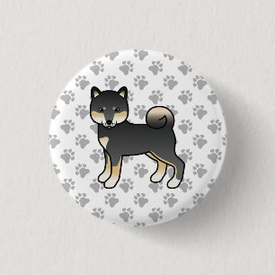 Macaron Rond 2,50 Cm Shiba Inu noir et feu Chien de dessin animé mignon