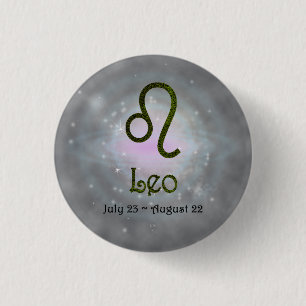 Macaron Rond 2,50 Cm Signe astrologique Leo Zodiac couleur