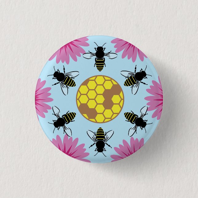 Macaron Rond 2,50 Cm Signe Hex de protestation Sauvez les abeilles (Devant)