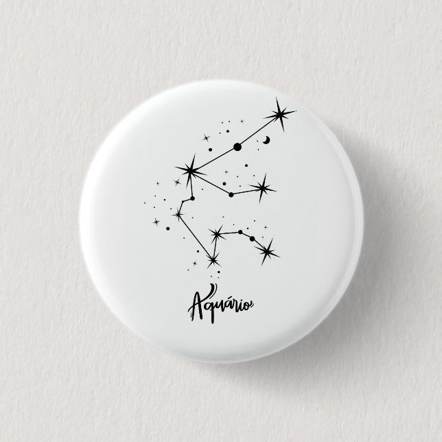 Macaron Rond 2,50 Cm SIGNE Zodiaque Aquarius Cadeau astrologie Aquarius (Devant)