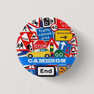 Macaron Rond 2,50 Cm Signes de route colorés Nom personnalisé des enfan