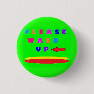 Macaron Rond 2,50 Cm S'il vous plaît laver la chaux design vert avec de