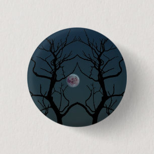 Macaron Rond 2,50 Cm Silhouette Arbre Lune