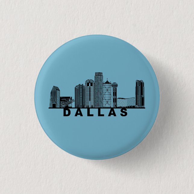 Macaron Rond 2,50 Cm Silhouette de l'horizon de Dallas (Devant)