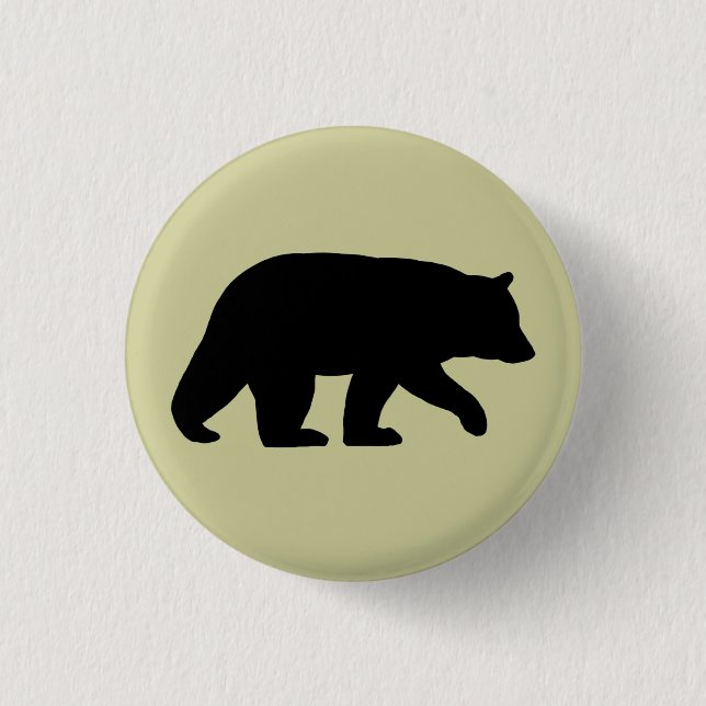 Macaron Rond 2,50 Cm Silhouette de l'ours noir | Faune (Devant)