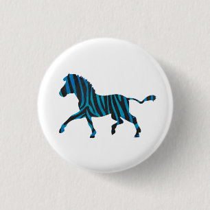Macaron Rond 2,50 Cm Silhouette noire et bleue Zebra