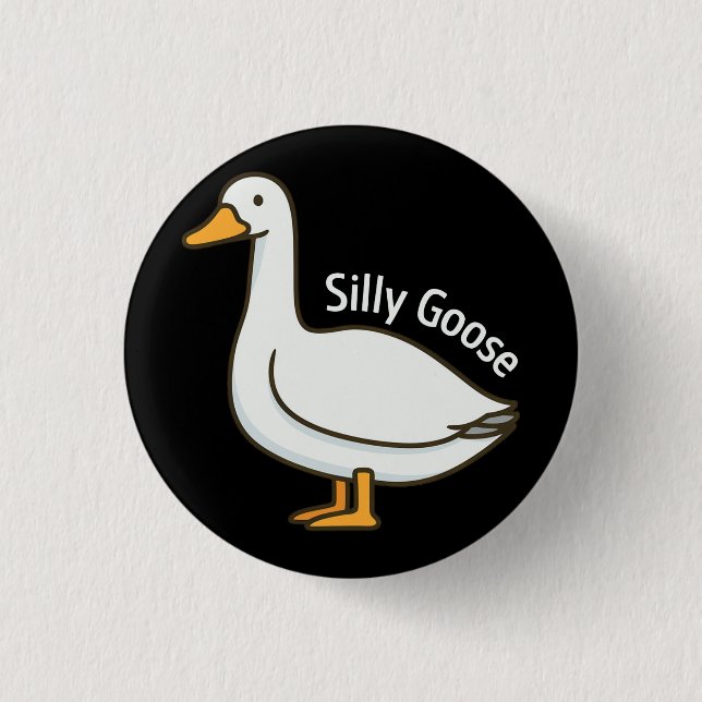 Macaron Rond 2,50 Cm Silly Goose Funny Cartoon Goose (Devant)