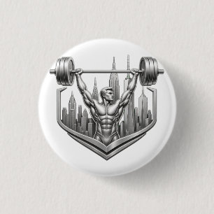 Macaron Rond 2,50 Cm Silver NYC Bodybuilder Logo - Metallic New York Ci