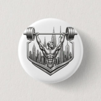 Macaron Rond 2,50 Cm Silver NYC Bodybuilder Logo - Metallic New York Ci