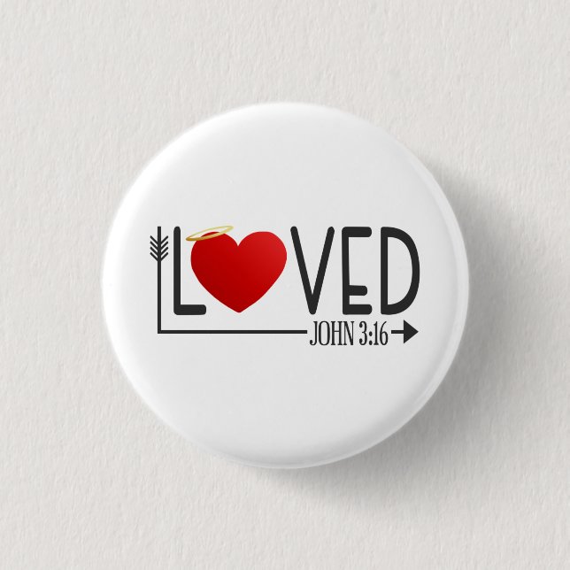 Macaron Rond 2,50 Cm Simple amour Bible Verse Valentine | Bouton d'épin (Devant)