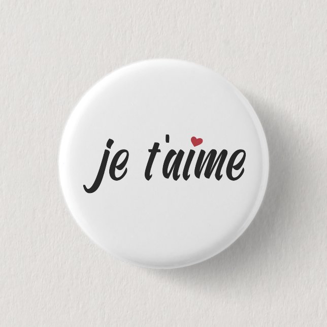 Macaron Rond 2,50 Cm Simple Je T'aime Je t'aime Valentine | Bouton d'ép (Devant)
