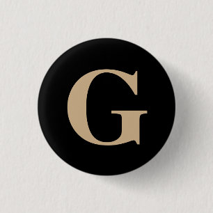 Macaron Rond 2,50 Cm Simple moderne personnalisé initial noir et beige