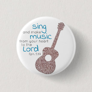 Macaron Rond 2,50 Cm "Sing And Make Music..." Guitar Button