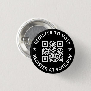 Macaron Rond 2,50 Cm S'inscrire pour voter scannable personnalisé QR Co