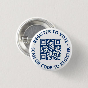 Macaron Rond 2,50 Cm S'inscrire pour voter scanner QR Code marine blanc